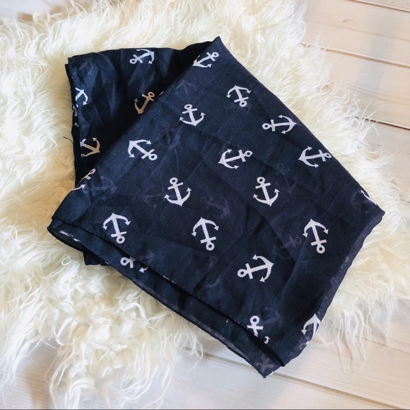 Navy Anchor Infinity Scarf - Picture 2 of 3